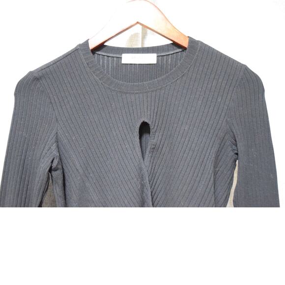 Bailey 44 Black Ribbed Cutout Long Sleeve Top – Size Small - Picture 2 of 3